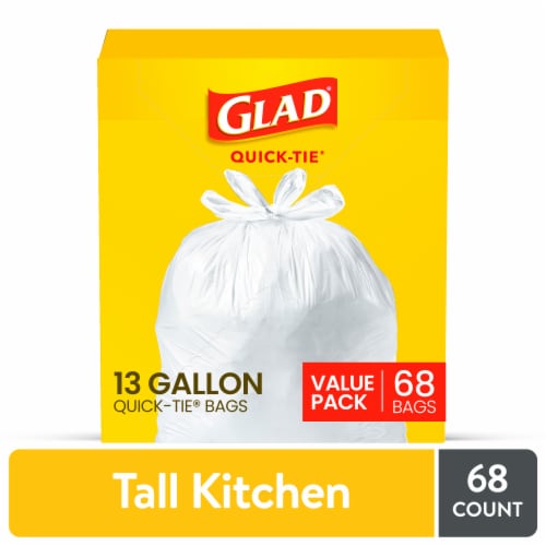 Glad Tall Kitchen Quick-Tie Trash Bags, 68 ct - Pay Less Super Markets