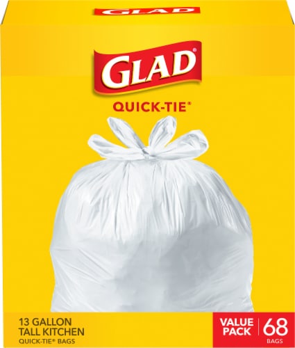 Glad Tall Kitchen Quick-Tie ForceFlex Unscented White Trash Bag, 72 ct -  Harris Teeter