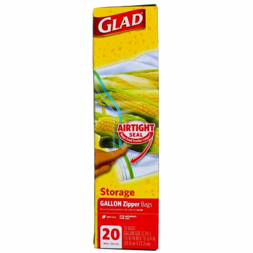 Glad Zipper Freezer Bags, Quart Size, Plastic Bags