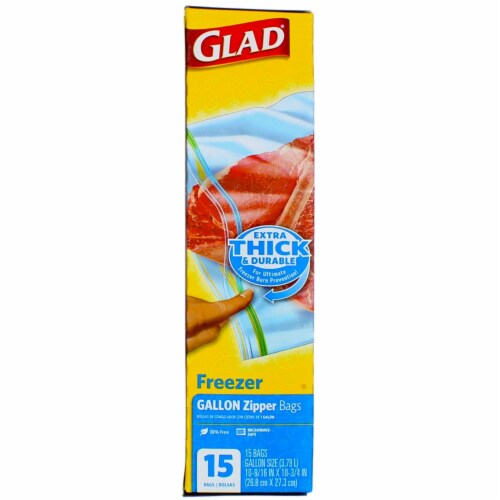 Glad Zipper Freezer Bags, Gallon Size, 15 ct, 1 - Kroger