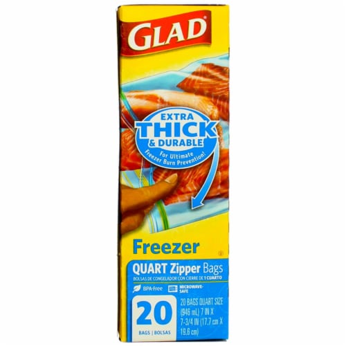 Glad Zipper Freezer Bags, Quart Size 20 bags, 1 - Food 4 Less