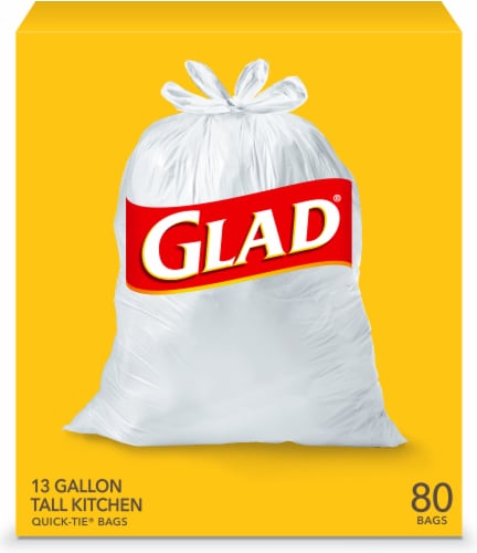 Glad Tall Kitchen Drawstring 13 Gal Trash Bags - White Trash Bag, 90 Count