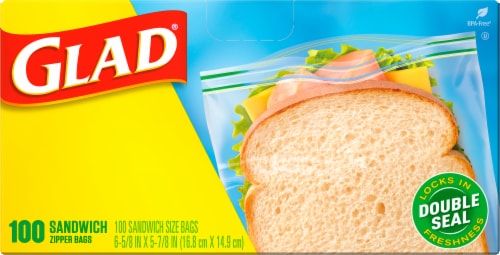 Glad® Zipper Food Storage Sandwich Bags Perspective: front