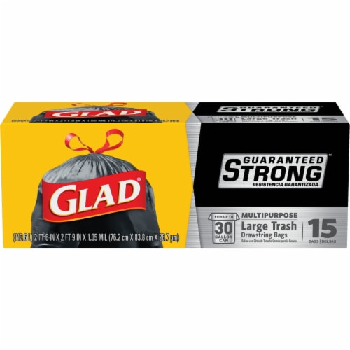 Glad Guaranteed Strong Large Quick-Tie Trash Bags, 30 Gallon, 21 Count