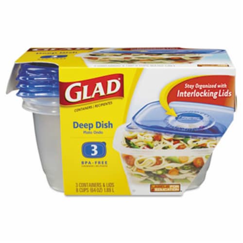 Glad Food Storage Containers, Deep Dish, 64 Ounce, 3 Count