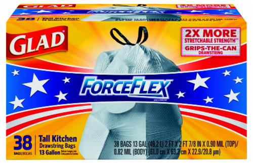 Glad ForceFlex Tall Kitchen Drawstring Bags Perspective: front