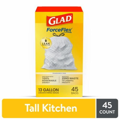 Glad ForceFlex Tall Kitchen Drawstring Trash Bags Perspective: front