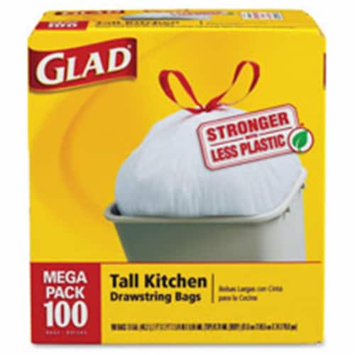 Glad CLO78899CT 13 gal OdorShield Tall Kitchen Drawstring Trash Bags, White  - Case of 240 - B, 1 - Kroger