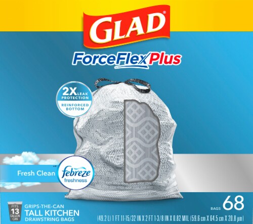 Glad ForceFlex Tall Kitchen Bags, Drawstring, Grips-the-Can, with Gain Original Scent - 110 bags