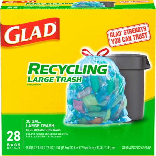 Glad Recycling Blue Large Drawstring Bags, 28 ct - Kroger