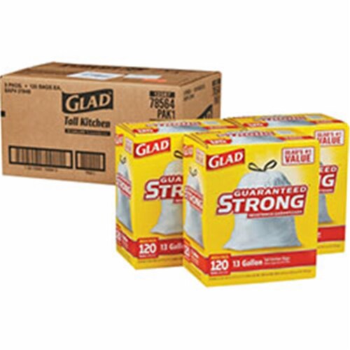 Glad 13-Gal. Tall Kitchen Drawstring Plastic Trash Bags