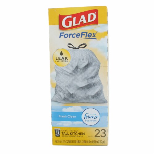 Glad ForceFlex MaxStrength with Febreze Fresh Clean Scent Extra Large  Kitchen Drawstring Trash Bags, 30 ct - Kroger