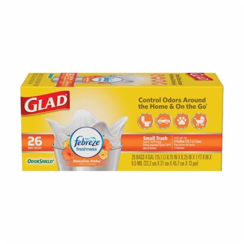 Glad 4 Gal. White Fresh Clean OdorShield Quick-Tie Small Trash