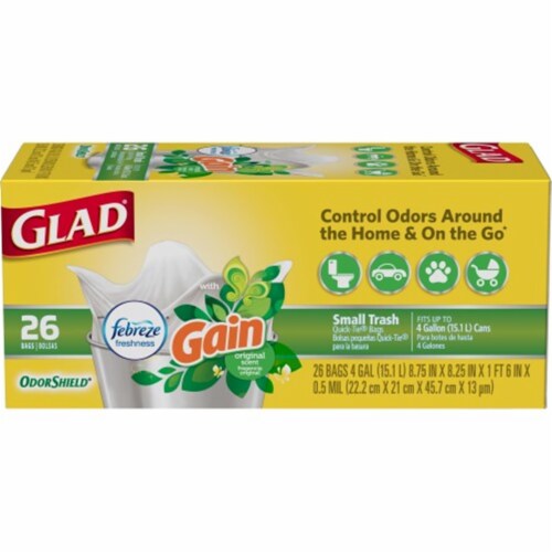 The Clorox 252542 4 gal Odor Shield Gain Scent Kitchen Bag - 26 Count Perspective: front