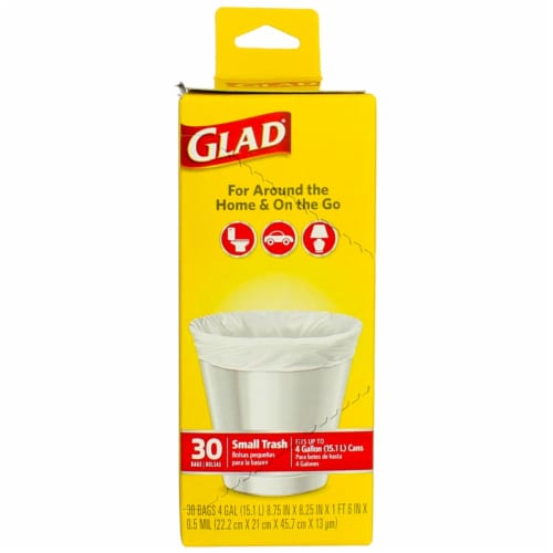 Glad Small Trash Bags, 4 Gallons, 30 ct, 1 - Kroger