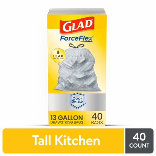 Glad ForceFlex OdorShield Tall Kitchen Drawstring Trash Bags, 40 ct - Kroger