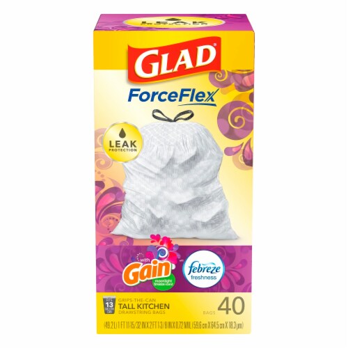 Glad Clear Kitchen Tall 13 Gallon Drawstring Trash Bags, 45 ct - Ralphs