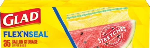 Glad FLEX'N SEAL Gallon Food Storage Plastic Bags Perspective: front