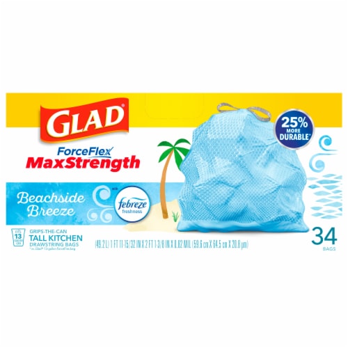 Glad 13-Gal. Tall Kitchen Drawstring Plastic Trash Bags