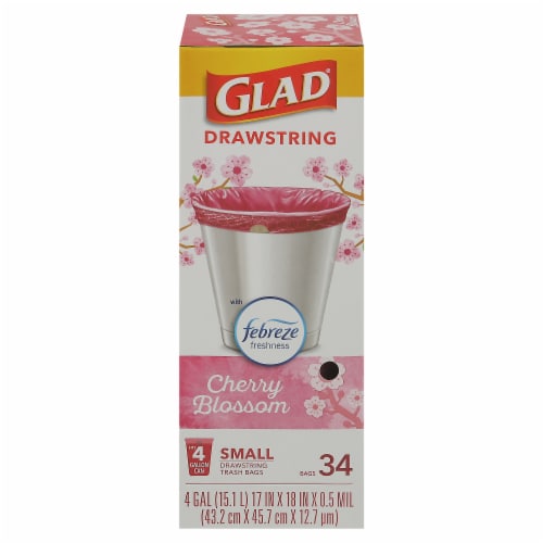 Glad® Cherry Blossom Small Drawstring Trash Bags Perspective: front