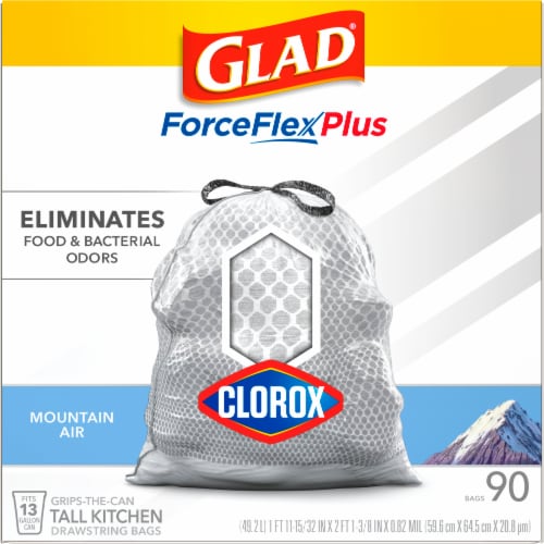 Glad® ForceFlex Plus with Clorox Mountain Air Scent Tall Trash Bags, 90