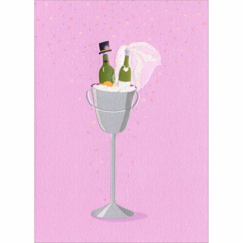 Avanti Champagne Couple A-Press Glitter Wedding / Marriage Congratulations Card Perspective: front