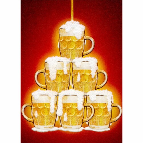Avanti Fountain Of Beer A-Press Funny Masculine Birthday Card Perspective: front