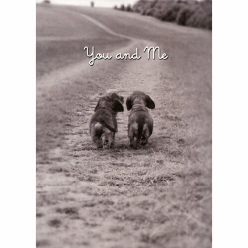 Avanti Dog Couple On Path Romantic Valentine's Day Card Perspective: front