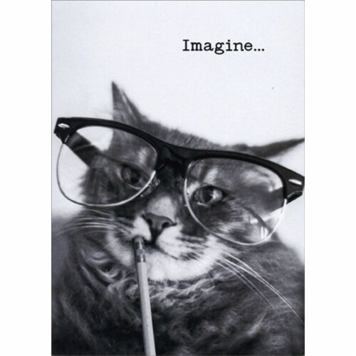 Avanti Thinking Cat Funny / Humorous Graduation Card Perspective: front
