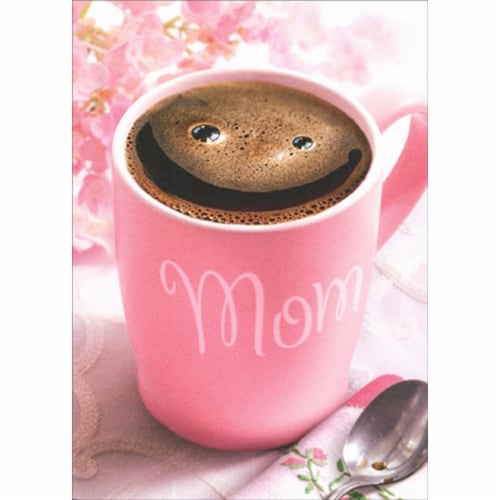 Avanti Smiley Face in Mom Coffee Cup Funny / Humorous Mother's Day Card Perspective: front
