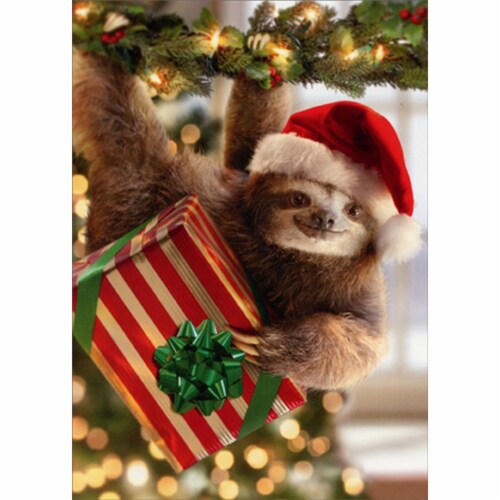 Avanti Press Greeting Card XMS Sloth with Gift Perspective: front