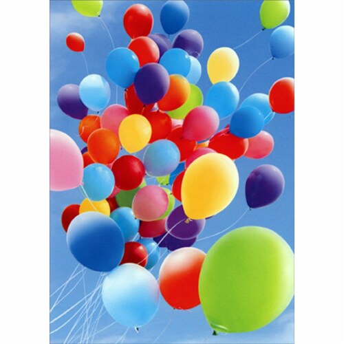 Avanti Dozens of Colorful Balloons in Blue Sky Graduation Card Perspective: front