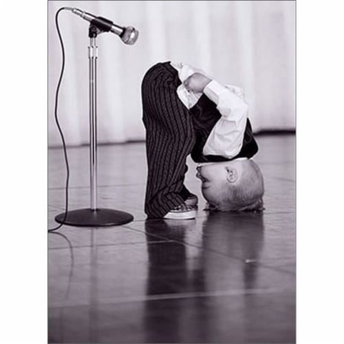 Avanti Press Greeting Cards Birthday Boy Bending Microphone Perspective: front