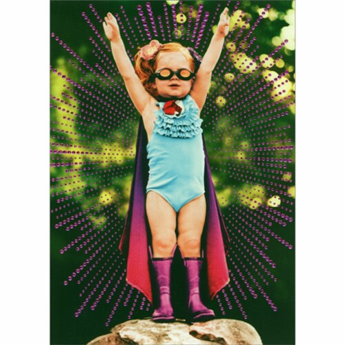 Avanti Press Greeting Card Birthday Little Girl Superhero Perspective: front