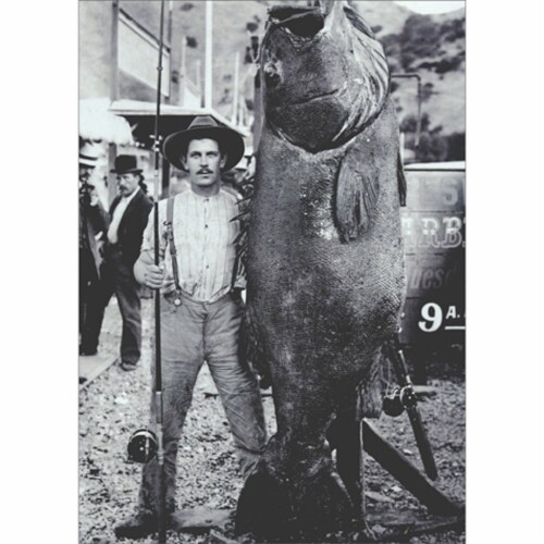 Avanti Press Greeting Cards Birthday Man and Black Sea Bass Perspective: front