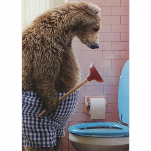 Avanti Press Greeting Cards Birthday- BEAR WITH TOILET PLUNGER Perspective: front