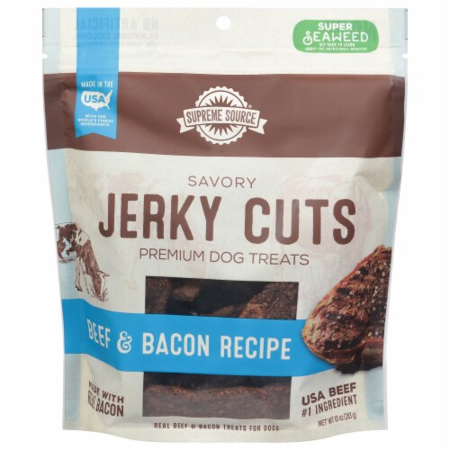 Supreme Source® Savory Jerky Cuts Beef & Bacon Premium Dog Treats Perspective: front
