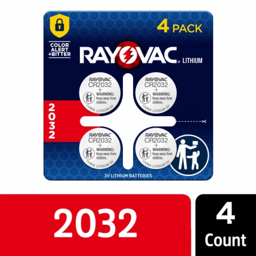 Rayovac Lithium Coin Cell Batteries Size 2032 3V Perspective: front