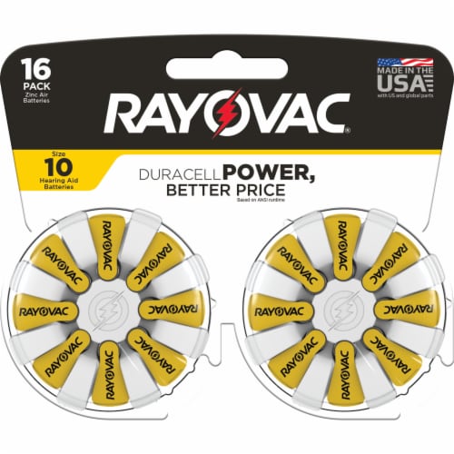 Rayovac Hearing Aid Zinc 10 Batteries - 16 Pack Perspective: front