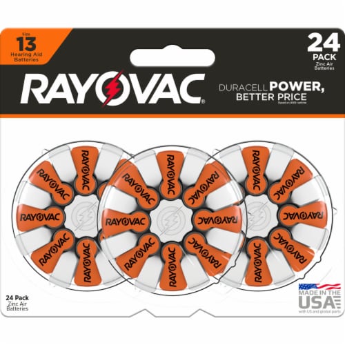 Rayovac Hearing Aid Zinc 13 Batteries - 24 Pack Perspective: front