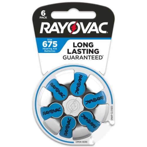Rayovac Hearing Aid Zinc 675 Batteries - 6 Pack Perspective: front