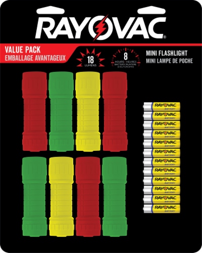 Rayovac® Mini Flashlight with Batteries Value Pack - Red/Green Perspective: front