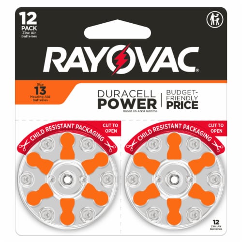 Rayovac Size 13 Hearing Aid Batteries 12 Pack, Size 13 Batteries Perspective: front