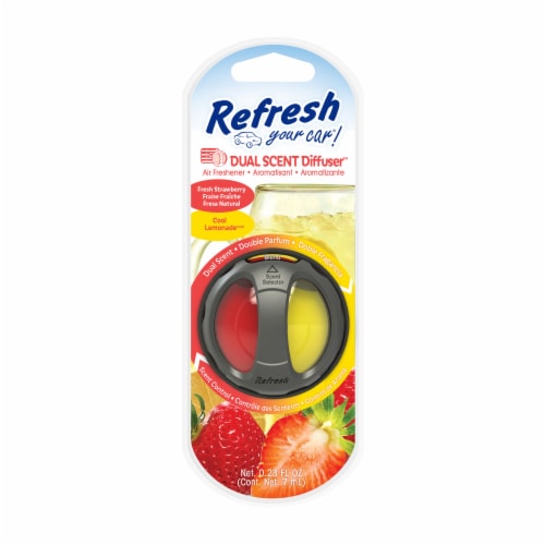 Refresh Your Car! Diffuser Air Freshener (Fresh Strawberry/Cool Lemonade Scent, 1 Pack) Perspective: front