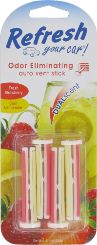 Refresh Your Car!® Fresh Strawberry & Cool Lemonade Dual Scent Odor Eliminating Auto Vent Sticks Perspective: front