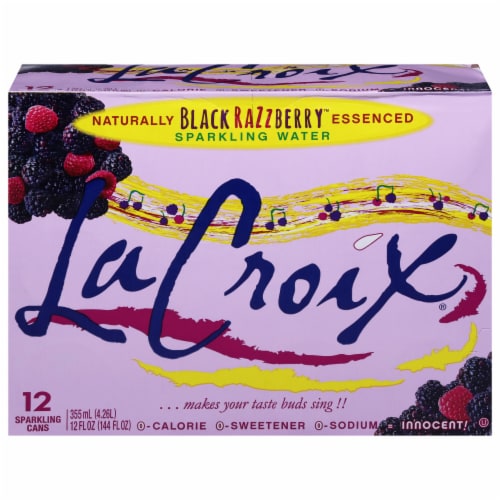LaCroix Black Razzberry Flavored Sparkling Water Cans Perspective: front