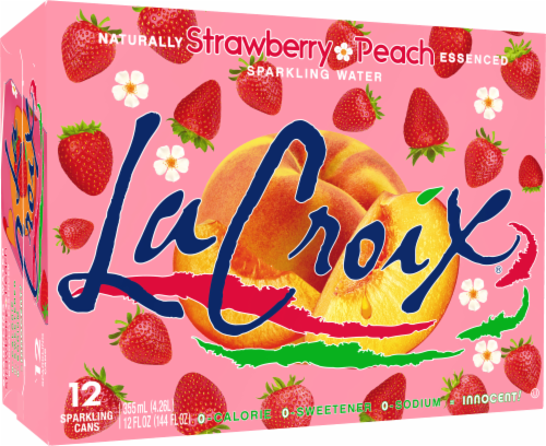 LaCroix Sparkling Water, Strawberry Peach, 12 Fl Oz, Pack of 12 Perspective: front