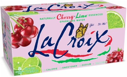 LaCroix Sparkling Water, Cherry Lime, 12 Fl Oz (Pack of 8) Perspective: front