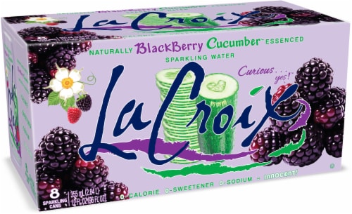LaCroix Sparkling Water, BlackBerry Cucumber, 12 Fl Oz (Pack of 8) Perspective: front