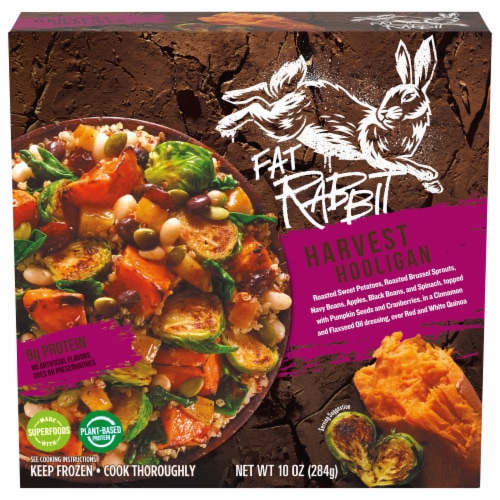 Fat Rabbit Roasted Vegetables Fruit & Pumpkin Seeds in Dressing Over Quinoa Frozen Meal Perspective: front